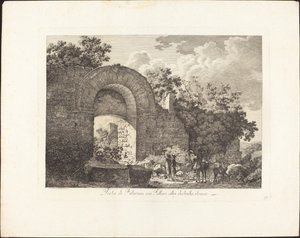 Porta di Falerium ahora Fallari ciudad destruida etrusca de Jacob Wilhelm Mechau