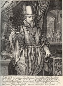 Retrato de Mauricio de Nassau (1567-1625), Príncipe de Orange, Conde de Nassau. Grabado por Willem Jacobsz Delff (1580-1638) siglo XVII de Jacob Willemsz Delff