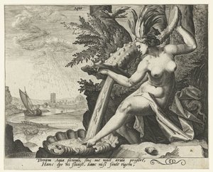 El elemento del agua Aqua (título sobre el objeto) Los cuatro elementos (título de la serie) de Jacob de Gheyn (II) (attributed to)