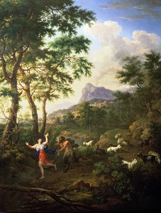 Un paisaje arcádico con Pan y Siringa