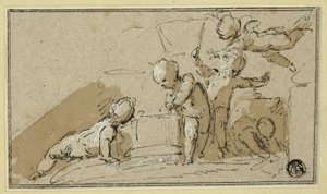 Cinco putti jugando
