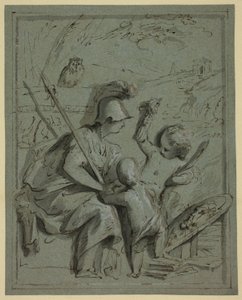 Minerva con dos putti de Jacob de Wit