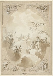 Diseño de un mural en el techo que representa la apoteosis de Hércules y cuatro de sus obras de Jacob de Wit