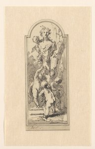 Putti con busto de mujer entre árboles de Jacob de Wit