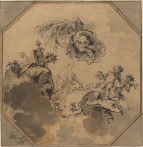 Estudio para un techo: Alegoría de la cosecha con Dionisio y Ceres de Jacob de Wit