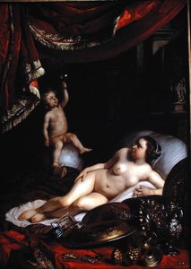 Una vanitas alegórica con Homo Bulla (El hombre es como una burbuja) y Vrouw Wereld (Dama Mundo) 1654