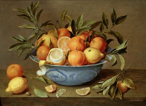 Naturaleza Muerta con Naranjas y Limones en un Plato de Porcelana Wan-Li