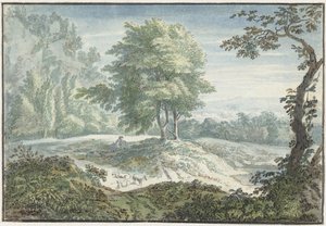 Paisaje con ovejas de Jacob van Liender