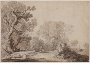 Campesinos al borde de un bosque, c. 1630 de Jacob van Mosscher
