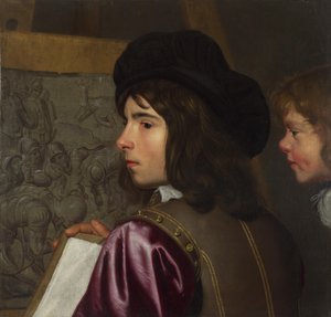 Dos niños frente a un caballete, c. 1645