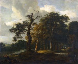 Un camino a través de un bosque de robles de Jacob van Ruisdael