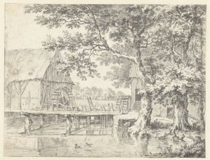 Dibujo de un molino de agua doble de Jacob van Ruisdael