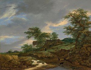 Paisaje de dunas con una casa y un palomar de Jacob van Ruisdael