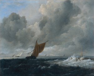 Holandés: Mar tempestuoso con veleros Mar tempestuoso con veleros de Jacob van Ruisdael