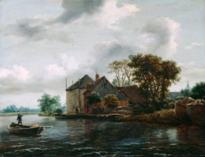 Granja y almiar en un río de Jacob van Ruisdael