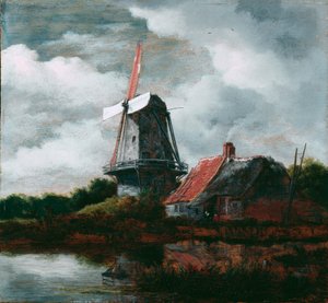 Paisaje con una granja y un molino de viento de Jacob van Ruisdael
