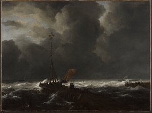 Mar agitado en un embarcadero de Jacob van Ruisdael