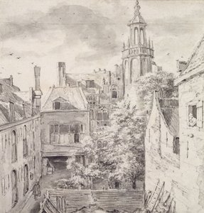 Vista del patio de la Casa de los Arqueros del Gremio de San Sebastián en el Singel en Ámsterdam de Jacob van Ruisdael