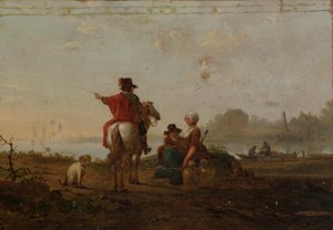 Paisaje holandés con figuras de Jacob van Strij