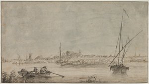 Vista de Dordrecht desde el Río, 1775-1815 de Jacob van Strij