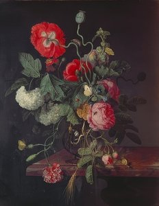 Flores en un jarrón de vidrio. 1667
