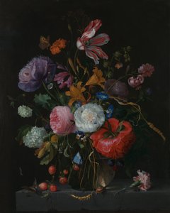 Flores en un jarrón de vidrio, c.1670 de Jacob van Walscapelle
