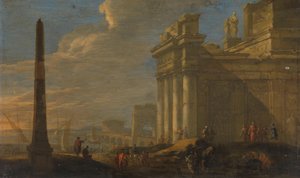 Vista del puerto italiano de Jacob van der Ulft (signed by artist)