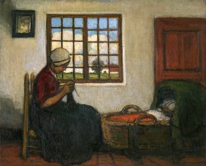 Interior con cuna (óleo sobre lienzo) de Jacobs Smits