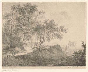 Conductor de burros en paisaje de montaña de Jacobus Adrianus Weiland