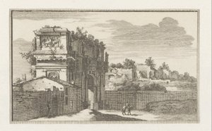 Arco de Constantino en Roma Vistas de Roma (título de la serie) La Galerie agreable du mond (...) divisée en LXVI tomes...Cette partie comprend le Rome moderne (título de la serie) Edificios Magesyn der Italiaense (título de la serie) de Jacobus Baptist