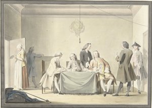Sesión de Comisarios para recibir el Gifte Liberal, o 50º penique, 12 de septiembre de 1747 de Jacobus Buys (signed by artist)