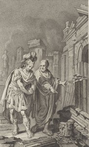 Escipión Emiliano ante las ruinas de Cartago en compañía de Polibio, 1797 de Jacobus Buys