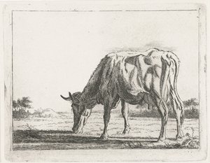 vaca pastando de Jacobus Cornelis Gaal