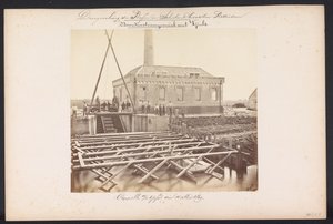 Debajo de la estación de bombeo de vapor con Vijzels / Capelle aan den IJssel den 14 de mayo de 1869 (título sobre el objeto) Recuperación de los lagos en Schieland al este de Rotterdam (título de la serie sobre el objeto) de Jacobus van Gorkom jr.