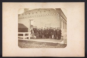 Foto de grupo de los obreros, 1867-1869 Recuperación de los lagos en Schieland al este de Rotterdam (título de la serie sobre el objeto) de Jacobus van Gorkom jr.