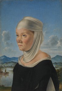 Retrato de una mujer, posiblemente una monja de San Segundo, verso Escena en grisalla, ca. 1485-95 de Jacometto Veneziano