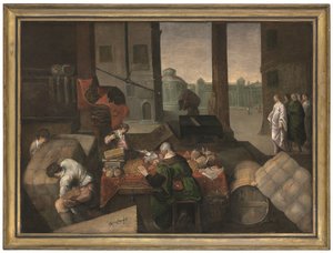 La llamada de San Mateo (óleo sobre lienzo) de Jacopo (1510 92) (circle) Bassano