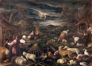 Noé después del diluvio. Pintura de Jacopo da Ponte, llamado Jacopo Bassano (1515-1592) de Jacopo Bassano