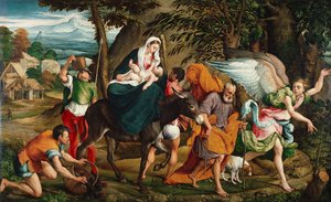 La huida a Egipto, c.1544-45 (óleo sobre lienzo)