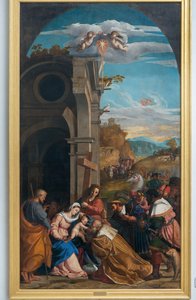 Adoración de los Magos en presencia de Santa Elena de Jacopo (c.1480 1528) Palma