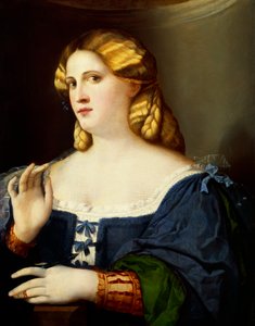 Mujer con abanico, de Jacopo Nigretti conocido como Palma el Viejo (1480-1528)