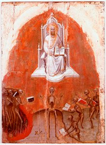 Panel izquierdo del Políptico de la Revelación: Cristo con el Libro de la Vida de Jacopo Alberegno