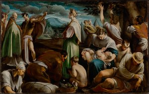 El milagro de las codornices de Jacopo Bassano