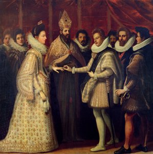 El Matrimonio de Catalina de Médici (1519-98) y Enrique II (1519-59) 1533 de Jacopo Chimenti Empoli