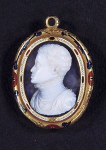 Retrato del Príncipe Don Carlos (1545-1568) de España. Medallón de calcedonia de Jacopo Nizzola da Trezzo