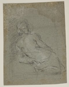 Figura masculina semidesnuda de medio cuerpo inclinada hacia la izquierda de Jacopo Palma