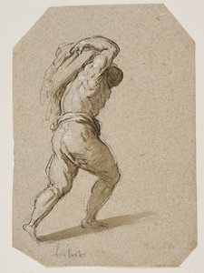 Hombre cargando una pesada carga en su espalda de Jacopo Palma
