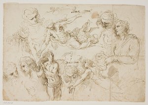 Hoja de estudios de figuras de Jacopo Palma