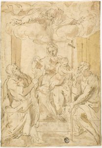 Virgen y Niño con los santos Tomás y Juan el Bautista (recto); Venus durmiente (verso) de Jacopo Palma il Giovane