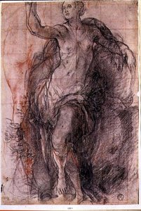 Estudio de una figura femenina con ropa suelta de Jacopo Pontormo